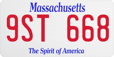 MA license plate 9ST668