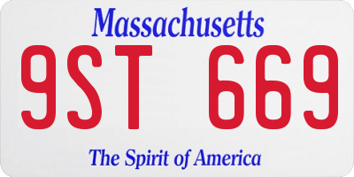 MA license plate 9ST669