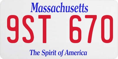 MA license plate 9ST670