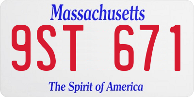 MA license plate 9ST671