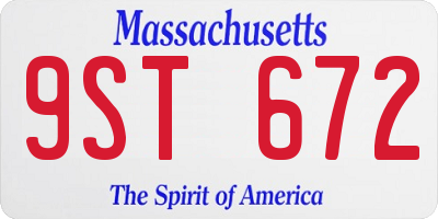 MA license plate 9ST672