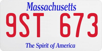 MA license plate 9ST673