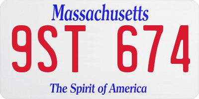 MA license plate 9ST674