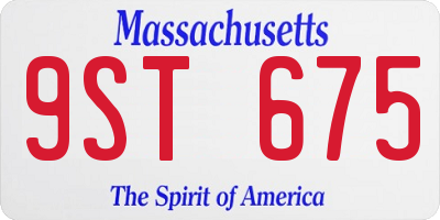 MA license plate 9ST675