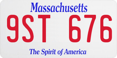 MA license plate 9ST676