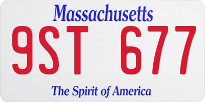 MA license plate 9ST677