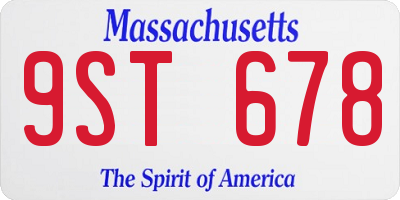 MA license plate 9ST678
