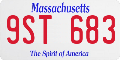 MA license plate 9ST683
