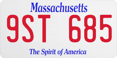 MA license plate 9ST685