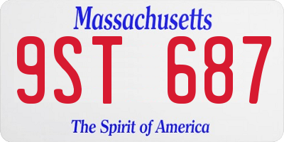 MA license plate 9ST687