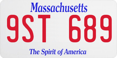 MA license plate 9ST689