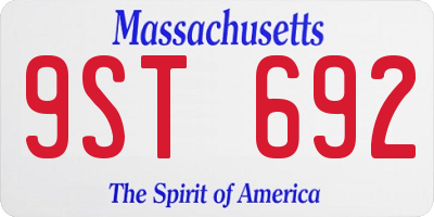 MA license plate 9ST692