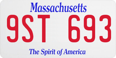 MA license plate 9ST693