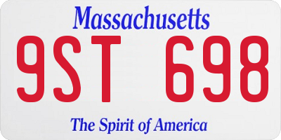 MA license plate 9ST698