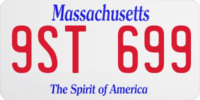 MA license plate 9ST699