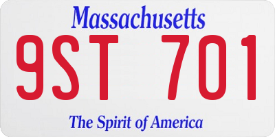 MA license plate 9ST701