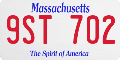 MA license plate 9ST702
