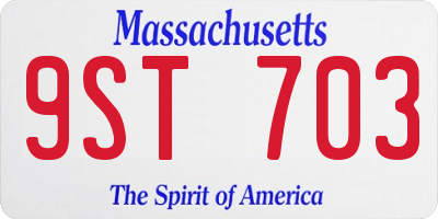 MA license plate 9ST703