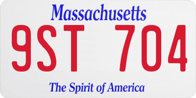 MA license plate 9ST704