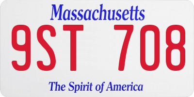 MA license plate 9ST708