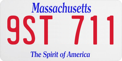 MA license plate 9ST711