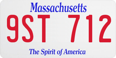 MA license plate 9ST712