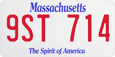 MA license plate 9ST714