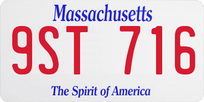 MA license plate 9ST716