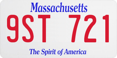 MA license plate 9ST721