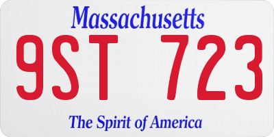 MA license plate 9ST723