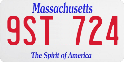 MA license plate 9ST724