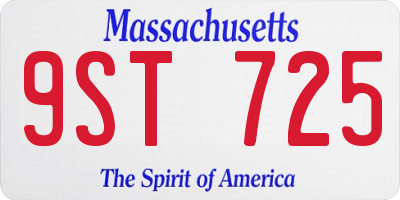 MA license plate 9ST725