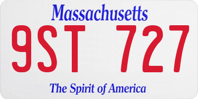 MA license plate 9ST727