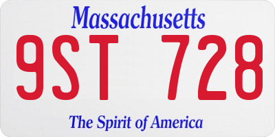 MA license plate 9ST728