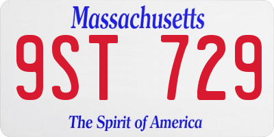 MA license plate 9ST729