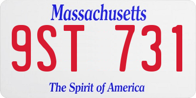MA license plate 9ST731