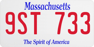 MA license plate 9ST733