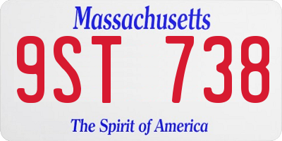 MA license plate 9ST738