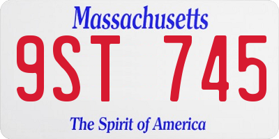 MA license plate 9ST745