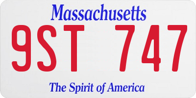 MA license plate 9ST747