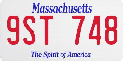 MA license plate 9ST748