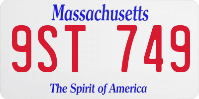 MA license plate 9ST749