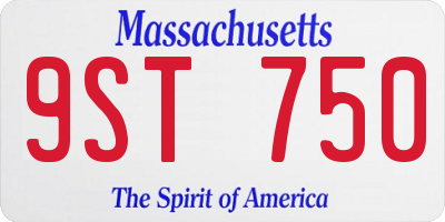 MA license plate 9ST750