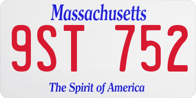 MA license plate 9ST752