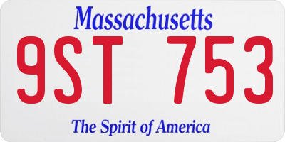 MA license plate 9ST753