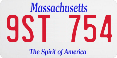 MA license plate 9ST754