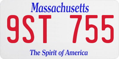 MA license plate 9ST755