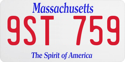 MA license plate 9ST759