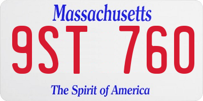 MA license plate 9ST760