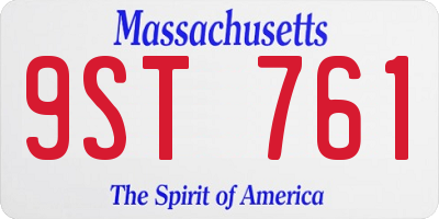 MA license plate 9ST761
